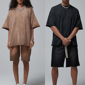 Meilleurs t-shirts et shorts grande taille pour hommes, ensemble short et chemise surdimensionnés Sweat Gym Plain pour hommes - Product Image 2