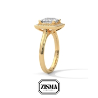 Frappant 2ct Princess Cut Lab Diamant Halo Anneau G Couleur VVS IGI Certifié Plaqué Or Personnalisé Bijoux De Mariée Pour Femmes