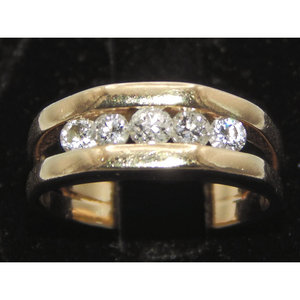 Bel anello da uomo in oro 14K con 5 diamanti stile stile Hip-Hop grappolo anello di alta gioielleria con impostazione invisibile - Product Image 4