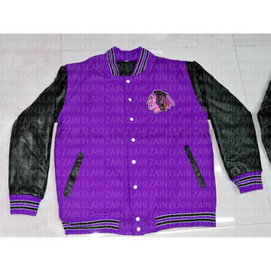 Chaqueta universitaria de lana roja con mangas de cuero negro/Chaqueta universitaria de lana negra Lisa personalizada/Chaqueta universitaria Letterman Manga de cuero - Product Image 6