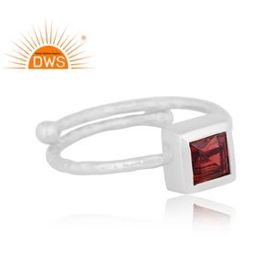 Anillo de piedras preciosas de granate natural de plata de ley fina de diseño hecho a mano, anillo ajustable, fabricante de joyas - Product Image 3