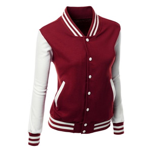 Veste universitaire en cuir de laine d'hiver de haute qualité pour femmes élégant personnalisé manches longues couleur-contraste broderie décontracté chaud - Product Image 3