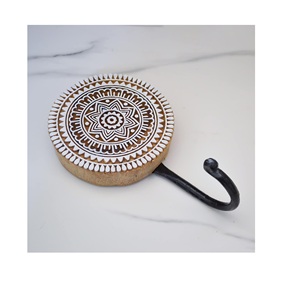 Gancho de Metal individual más vendido, estante de almacenamiento colgante para ropa montado en la pared, llavero de bloque redondo de madera para uso doméstico - Product Image 1