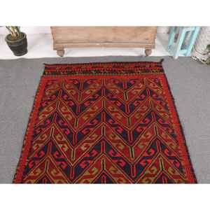 Alfombra Turca de 3.8x5.8 pies, Alfombra Decorativa Vintage, Alfombra Floral Roja y Azul - Product Image 3