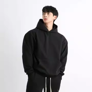 Sudadera con capucha de algodón negra lisa bordada para hombre, estilo urbano, de gran gramaje, de fabricantes, esencial de corte oversize, con diseño de araña - Product Image 5