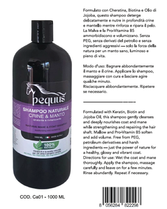 Shampoo naturel pour chevaux - Crinière et pelage - Kératine, biotine, jojoba - Marque privée OEM - Fabriqué en Italie - Product Image 3