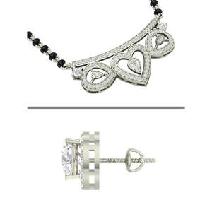 Compre un Conjunto de Mangalsutra de Plata Pura, Joyería Fina Étnica Clásica y Moderna con Circonita y Diamantes para Bodas, Fiestas y Compromisos - Product Image 3