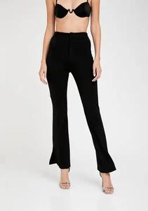 Pantalones lisos rectos de algodón sostenible para mujer de Vietnam Servicio OEM Pantalones ajustados de moda tejidos de cintura media Casual plano - Product Image 3