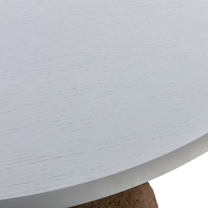 Round Shape Acacia Wood In Deep <b>White</b> Finish Rope & Metal Pedestal Style Base Hot & Attractive Design Home Kitchen <b>Dining</b> <b>Table</b> - Product Image 3