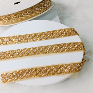 Jharkhand Gold Embellished Lace Fabric with Diamond Work Trim <b>Decorative</b> Fabric for Clothing & Home <b>Decorative</b> Use - Product Image 5