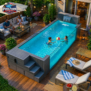 Piscine hors sol panoramique en acrylique transparent, moderne et luxueuse, en fibre de verre pour jardin - Product Image 1