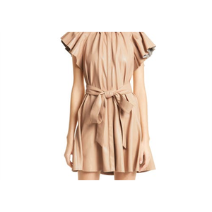 เดรสเชิ้ตมินิทรงอัลมอนด์หนังเทียมสำหรับผู้หญิง Alice + Olivia ไซส์ XS พร้อมซิปแบบเอ็มไพร์ ซับในซักได้ เหมาะสำหรับใส่ในช่วงกลางวันฤดูใบไม้ร่วง - Product Image 5