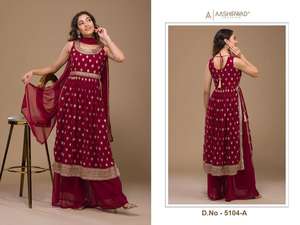 Fausse georgette avec broderie 7mm séquence de travail Nayra Cut Salwar Kameez pour la fête de mariage en plein air - Product Image 2