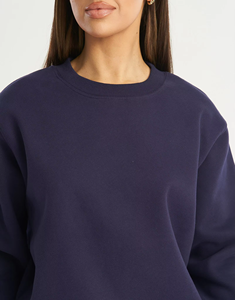 Streetwear femmes sweat surdimensionné Polyester/coton hiver respirant sur mesure Logo impression solide col montant OEM - Product Image 6