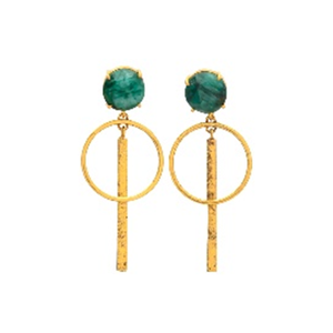 Pendientes de plata de ley 925 con gema de Esmeralda teñida, novedad - Product Image 1