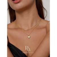Collier pendentif cœur en alliage de zinc plaqué or avec perle d'imitation, inaltérable, cadeau romantique, avec chaîne pour pull