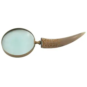 Lupa de Latón/Cuerno de Diseño Indio a Precio Económico con Mango en Forma de Cuerno de Toro y Acabado Negro - Product Image 1