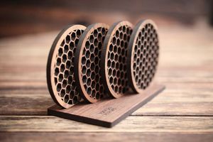 Posavasos personalizado moderno respetuoso con el medio ambiente 3,75 sublimación Hardboard Mdf Squarestone con posavasos trasero de corcho - Product Image 2