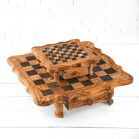 ArtisRaw CG003 Juego de Ajedrez de Madera Vintage Hecho a Mano con Imitación Antigua, Tablero de Ajedrez de Madera de Olivo Mediterráneo Tallado, 10 Años