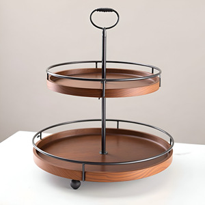 Bandeja de madera de dos niveles con abalorio Vintage, soporte para pasteles con marco de Metal, molde de resina epoxi, perfecto para la decoración del hogar y fiestas - Product Image 3