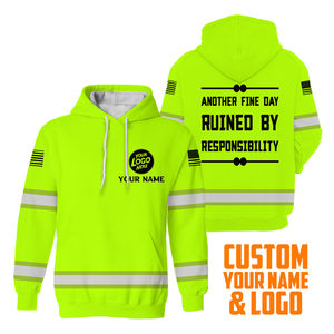 Sweat à capuche de sécurité personnalisé respirant à manches longues avec bande réfléchissante Pull Over Workwear Hi Visibility Safety Hoodie For Men - Product Image 2