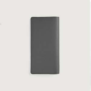 Cameron Grey Genuine Leather <b>Long</b> Card Holder <b>Wallet</b> Handmade Printed Logo RFID Feature Casual Lady Style Slim Fold for Cash - Product Image 2