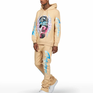 Chándal de peso pesado vintage con cremallera lavada con ácido, conjuntos de Sudadera con capucha desgastada de algodón 100% para hombres - Product Image 6