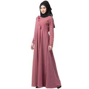 Wholesale Modest Woven Fabric Abaya Dress Skirt-set Hijab Lace Long <b>Khimar</b> Islamic Muslim Prayer Dubai Design Customizable Size - Product Image 2
