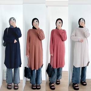 เสื้อท็อปส์ทรงหลวม คอวี แขนยาว ผ้าคอตตอนถัก 100% ระบายอากาศได้ดี รุ่น Bymeldev Premium สำหรับผู้หญิง - Product Image 1