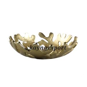 Tazón de Metal con Diseño de Rama de Flores, Chapado en Oro Pulido, Elegante, Ecológico, de Grado Alimenticio, para Servir en Fiestas - Product Image 2