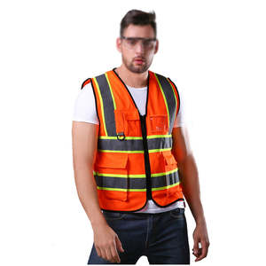 High Visibility Fluorescent Multi Hi Vis Unisex Workwear Polyester Safety <b>Reflective</b> Sleeveless <b>Vest</b> Multi-Pockets Custom Logo - Product Image 2