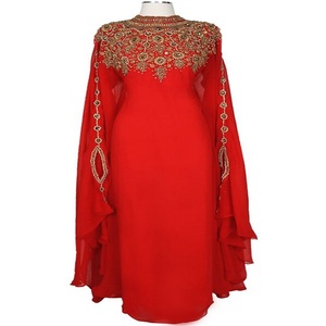 Modern Style Wedding Moroccan <b>Kaftan</b> Dresses Beaded Neck White Long Sleeve Spandex/Elastane Material Kanya Libas Brand <b>Women</b> - Product Image 2