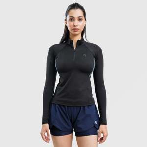 เสื้อครึ่งซิปสีดำ 0.2 GA สำหรับออกกำลังกาย เสื้อผ้าออกกำลังกายระดับพรีเมียม - Product Image 1