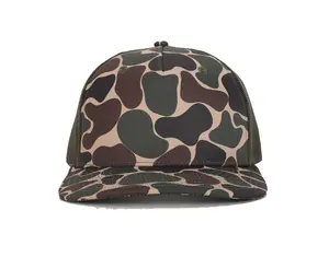 Vintage Rocky Mountain Green Ducks Camo 5 Panel Trucker Cap Custom Logo High Quality Hiphop Outdoor Perfect Gift for Him