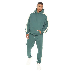 Vêtements de sport en coton pour hommes sur mesure |   Sweat à capuche zippé intégral avec poches latérales |   Ensemble de sport respirant à séchage rapide à motif uni - Product Image 1