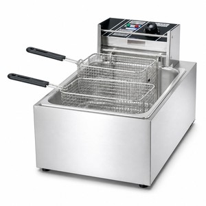 Freidora Eléctrica Comercial de un Solo Tanque y Doble Cesta de 12L para Food Truck, Cocina Móvil, Alitas de Pollo - Product Image 1