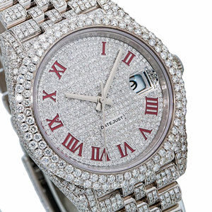 Reloj de Lujo con Diamantes Moissanite VVS, Estilo Hip Hop, de Acero Inoxidable con Esfera de Cristal, Edición Limitada Personalizada - Product Image 1