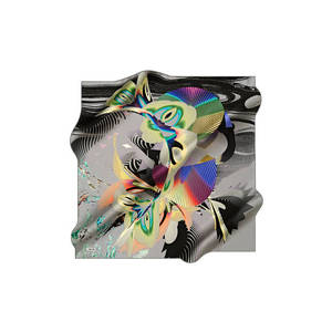 Pañuelo cuadrado estampado de crepé de seda gris - Product Image 1