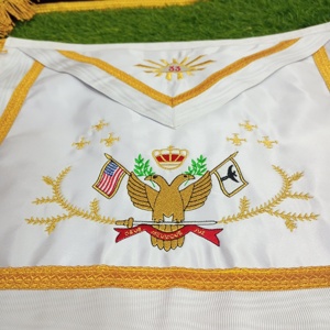 Tablier du 33e degré du Rite écossais avec poignets et col, broderie dorée, ailes - Product Image 5