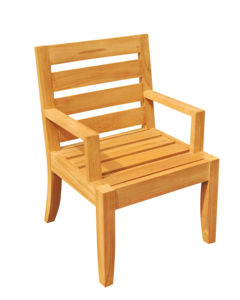 Fauteuil en teck massif avec dossier à lattes, cadre à accoudoirs droits et coussin d'assise épais pour terrasse et sièges de station balnéaire - Product Image 4