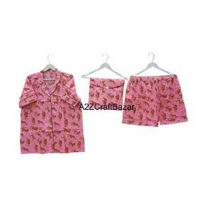 Conjunto de vestido de pijama de algodón floral para mujer, pantalones cortos para dormir para dama de honor, regalo del Día de San Valentín, ropa de dormir cómoda - Product Image 5