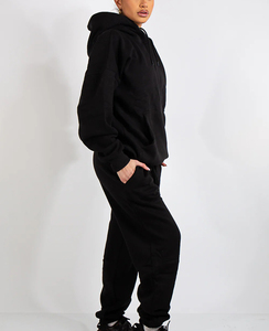 Ropa de calle de calidad premium personalizada, conjuntos de 2 piezas con hombros caídos para mujer, chándal transpirable de Color sólido de algodón 100% para mujer - Product Image 4