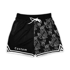 Short en maille pour homme en polyester de haute qualité imprimé avec logo personnalisé Short de basket-ball en maille de créateur avec entrejambe de 5 pouces par sublimation - Product Image 5