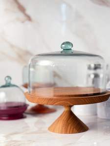 Modern Wooden Cake Stand With Glass Dome Designed To Enhance Visual Appeal Of Cakes Pastries And Baked Goods - Product Image 5