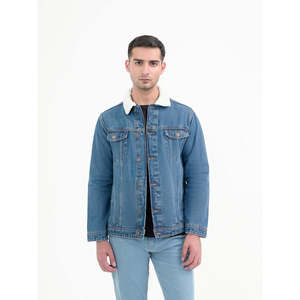 Veste en jean décontractée à coupe classique avec doublure en sherpa, décoration boutonnée, 100 % coton, lavable, faible MOQ - Product Image 2