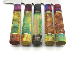 Venta al por mayor personalizado OEM ODM cubertería fábrica profesional Damasco acero Chef cuchillo de cocina con mango de madera estabilizado hoja fija - Product Image 4