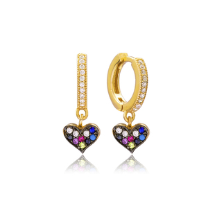 Mix Stone Heart Design Turkish Wholesale <b>Handmade</b> 925 Sterling Silver Jewelry <b>Earrings</b> for Women Jewelry - Product Image 2