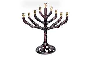 Candelabro de Hanukkah Menorah de metal de 9 brazos personalizado, diseño de árbol de bronce negro recién lanzado, venta al por mayor, Navidad baja - Product Image 4