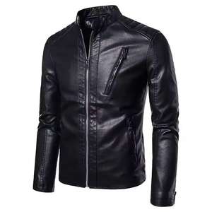 Veste en cuir coupe-vent pour hommes au meilleur prix avec logo personnalisé Veste en toile durable de style nouveau avec logo à l'avant - Product Image 5