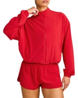 Veste de yoga coupe-vent en nylon sans couture, légère, respirante et écologique pour femmes adultes, coupe ample, fermeture éclair intégrale, col montant